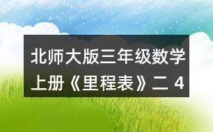 北師大版三年級數(shù)學(xué)上冊《里程表》（二） 4.趙叔叔每天騎摩托車上下班，他這一周每天行駛的里程如下。 (1) 趙叔叔這五天一共行駛了多少千米? (2)星期一早上出發(fā)時(shí)里程表的讀數(shù)是632千米，算一算，趙