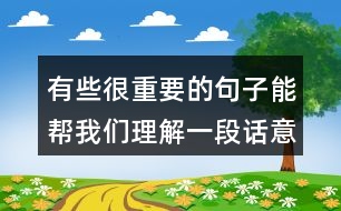 有些很重要的句子能幫我們理解一段話意思，試著從文中找出來