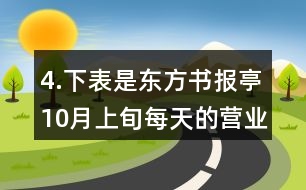 4.下表是東方書報(bào)亭10月上旬每天的營業(yè)額(單位:元)，你能估計(jì)出這個(gè)月上旬的總營業(yè)額嗎?