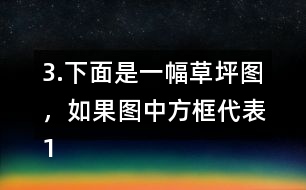 3.下面是一幅草坪圖，如果圖中方框代表1平方米，試估計草坪的面積。