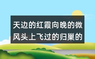 天邊的紅霞向晚的微風頭上飛過的歸巢的鳥兒