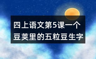 四上語文第5課一個豆莢里的五粒豆生字組詞帶拼音