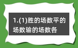 1.(1)勝的場數(shù)、平的場數(shù)、輸?shù)膱鰯?shù)各占總場數(shù)的幾分之幾? (2)用最簡分?jǐn)?shù)表示，說一說你是怎樣約分的。 (3)請你再舉一個例子說明約分的過程，并與同伴交流。