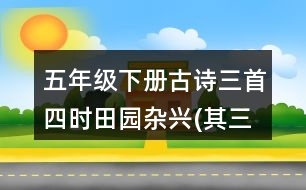 五年級(jí)下冊(cè)古詩三首：四時(shí)田園雜興(其三十一)重難點(diǎn)復(fù)習(xí)筆記