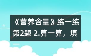 《營養(yǎng)含量》練一練第2題 2.算一算，填一填。