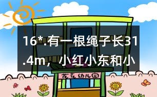 16*.有一根繩子長31.4m，小紅、小東和小林分別想用這根繩子在操場上圍出一塊地。