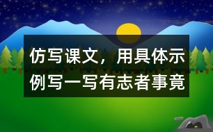 仿寫課文，用具體示例寫一寫“有志者事竟成，玩也能玩出名堂”