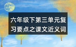 六年級下第三單元復習要點之課文近義詞反義詞