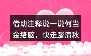 借助注釋說一說“何當金絡腦，快走踏清秋”詩句的意思