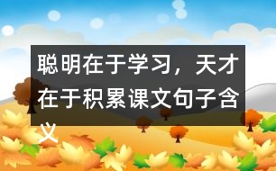 聰明在于學(xué)習(xí)，天才在于積累課文句子含義分析