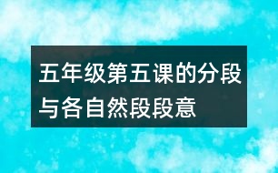 五年級(jí)第五課的分段與各自然段段意