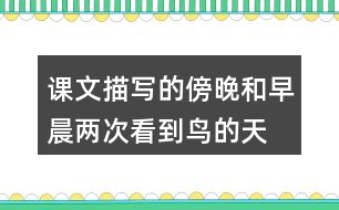 課文描寫的傍晚和早晨兩次看到“鳥的天堂”的情景有何不同？