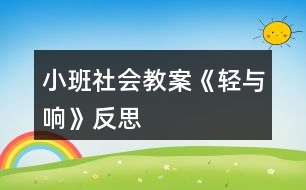 小班社會(huì)教案《輕與響》反思