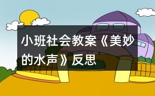 小班社會教案《美妙的水聲》反思