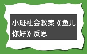 小班社會教案《魚兒你好》反思