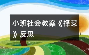 小班社會教案《擇菜》反思