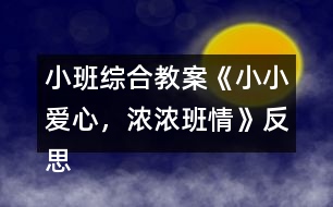 小班綜合教案《小小愛心，濃濃班情》反思