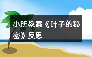 小班教案《葉子的秘密》反思