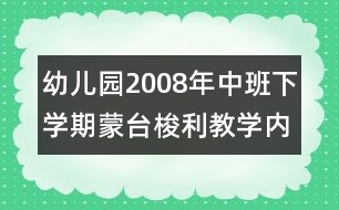 幼兒園2008年中班下學(xué)期蒙臺(tái)梭利教學(xué)內(nèi)容計(jì)劃