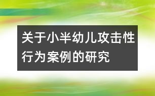 關(guān)于小半幼兒“攻擊性”行為案例的研究報(bào)告