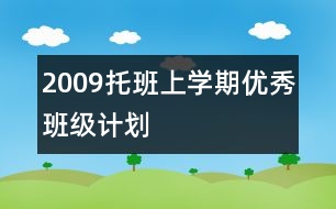 2009托班上學期優(yōu)秀班級計劃