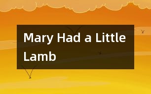 Mary Had a Little Lamb