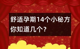 舒適孕期14個(gè)小秘方你知道幾個(gè)？