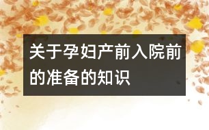 關于孕婦產(chǎn)前入院前的準備的知識