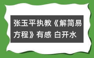 張玉平執(zhí)教《解簡易方程》有感 白開水可以變成茅臺酒！