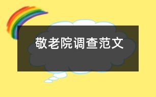 敬老院調查范文