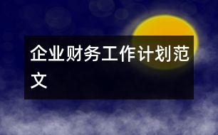 企業(yè)財務(wù)工作計劃范文