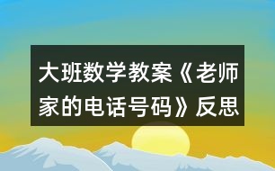 大班數(shù)學(xué)教案《老師家的電話號碼》反思