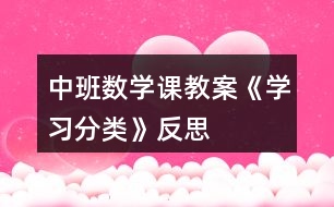 中班數學課教案《學習分類》反思