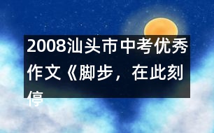 2008汕頭市中考優(yōu)秀作文《腳步，在此刻停住》