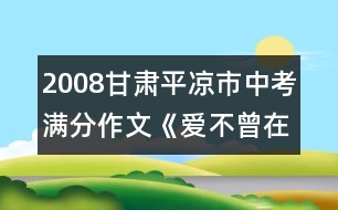 2008甘肅平?jīng)鍪兄锌紳M分作文《愛不曾在廢墟中沉睡》