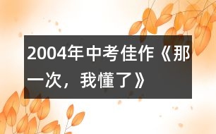 2004年中考佳作《那一次，我懂了》