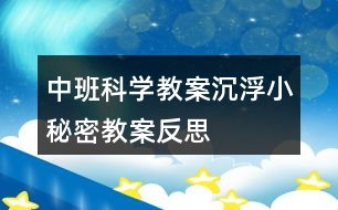 中班科學教案沉浮小秘密教案反思