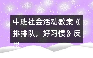 中班社會活動教案《排排隊，好習慣》反思