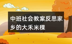 中班社會教案反思家鄉(xiāng)的大禾米稞