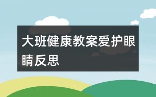 大班健康教案愛護眼睛反思