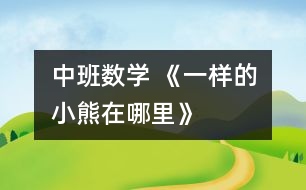 中班數(shù)學(xué) ：《一樣的小熊在哪里》