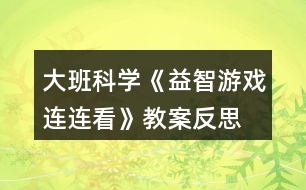 大班科學《益智游戲連連看》教案反思