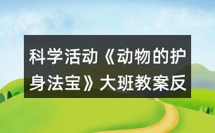 科學(xué)活動(dòng)《動(dòng)物的護(hù)身法寶》大班教案反思