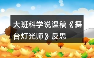 大班科學(xué)說(shuō)課稿《舞臺(tái)燈光師》反思