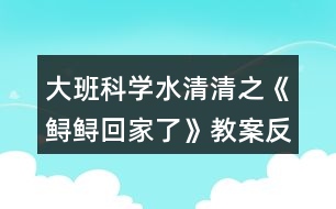 大班科學水清清之《鱘鱘回家了》教案反思