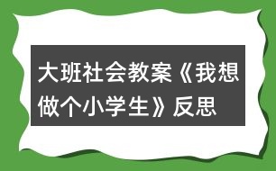 大班社會教案《我想做個小學(xué)生》反思