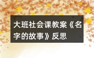 大班社會(huì)課教案《名字的故事》反思