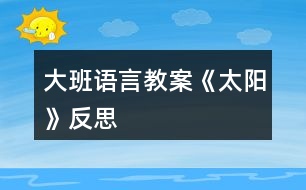 大班語言教案《太陽》反思