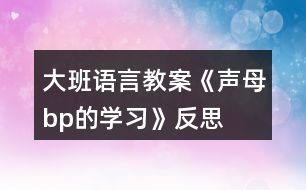 大班語言教案《聲母b、p的學(xué)習(xí)》反思