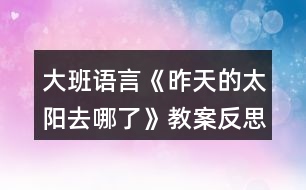 大班語言《昨天的太陽去哪了》教案反思